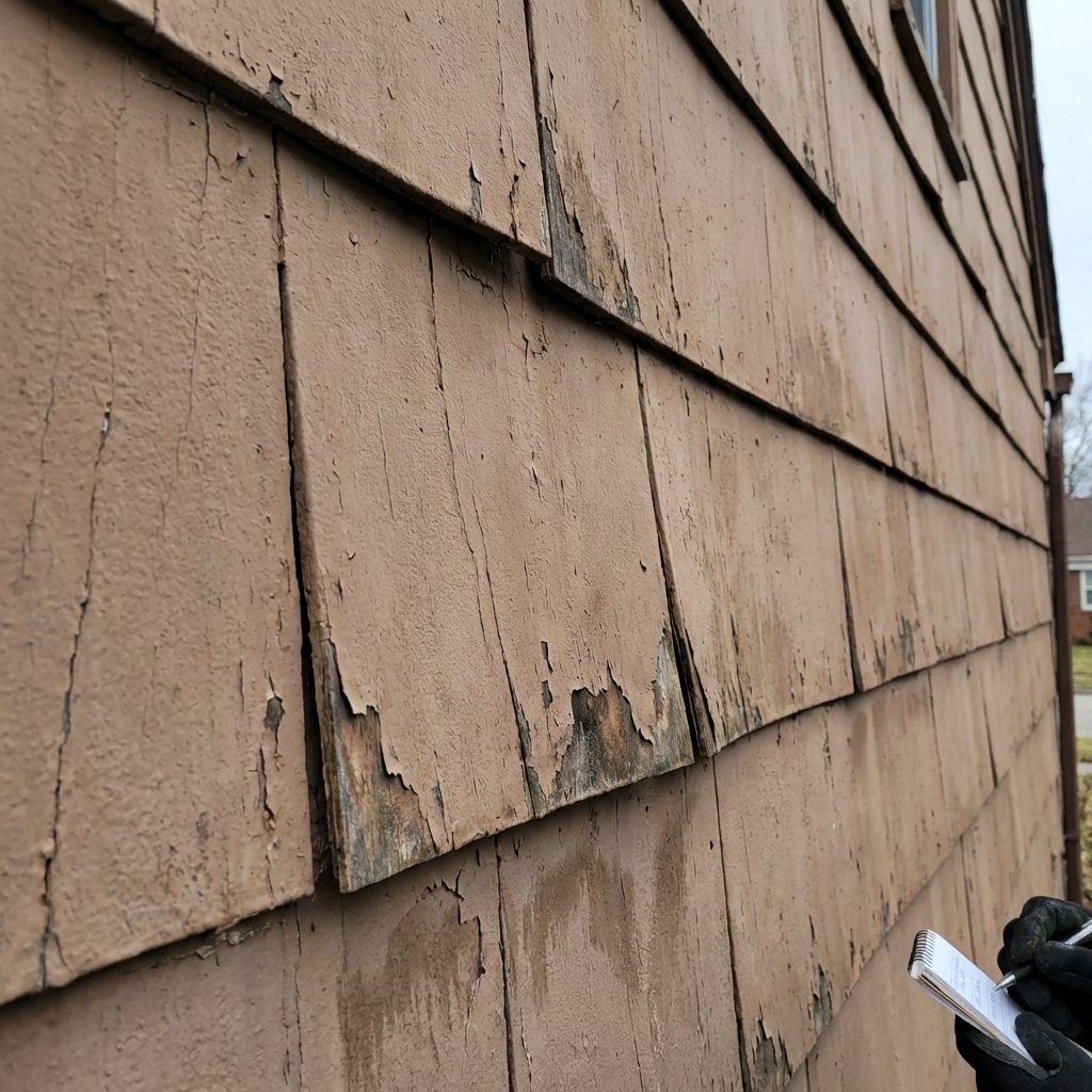Calgary home exterior showing multiple signs of aging and failing siding