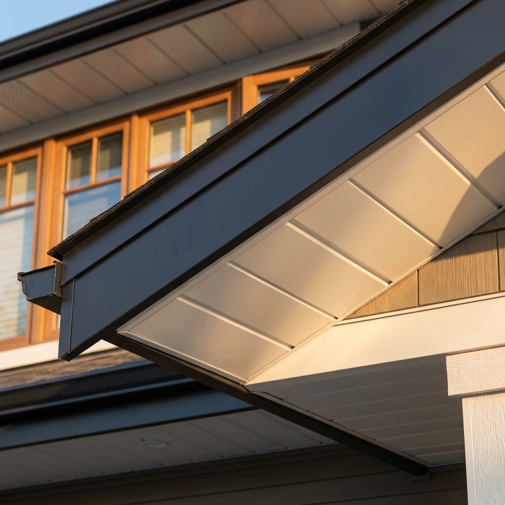 Calgary home with new aluminum soffit and fascia installation at the roofline