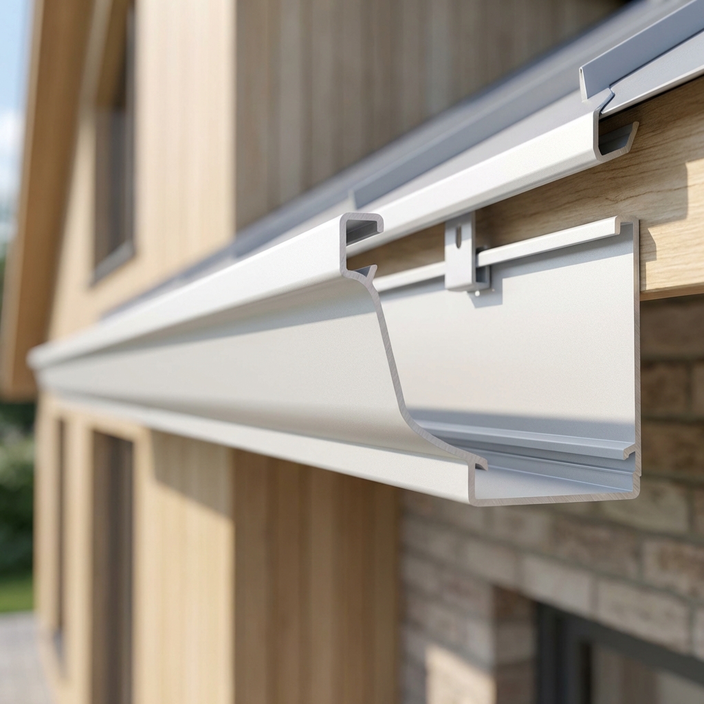 Seamless gutter profile close-up