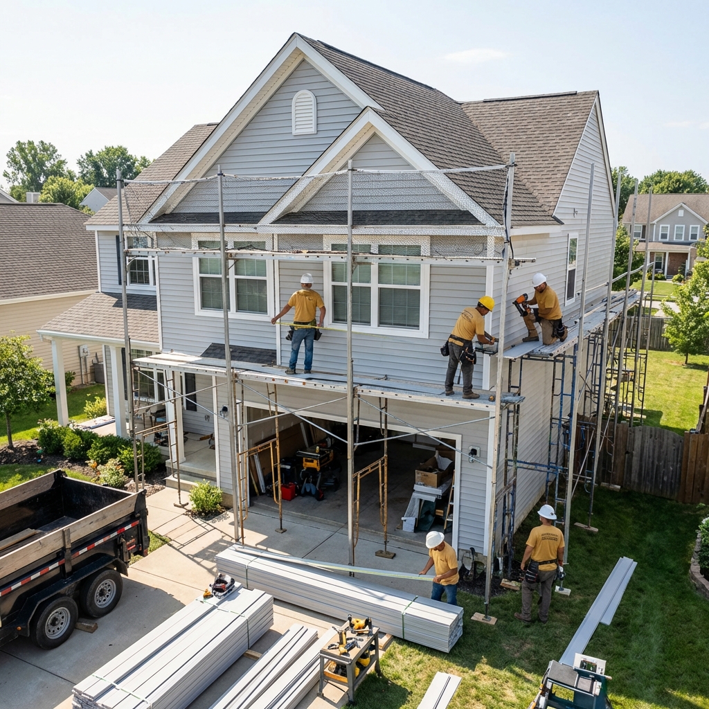 Exterior home renovation in progress